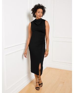 Talbots Gathered Cowl-neck Ponte Midi Dress - Natural