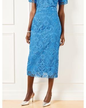Talbots Scroll Floral Lace Pencil Skirt - Blue