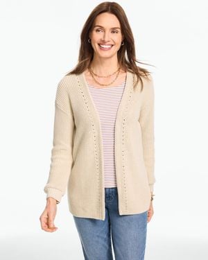Talbots Shaker Stitch Open Front Cardigan Jumper - Natural