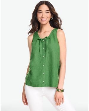 Talbots Tie Front Linen Shell Sweater - Green