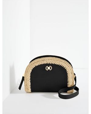 Talbots Rory Vachetta Straw Crossbody Bag - Black