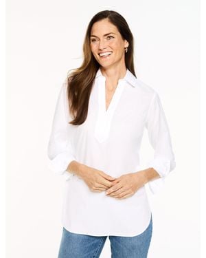 Talbots Non-iron Tunic Popover Shirt - White