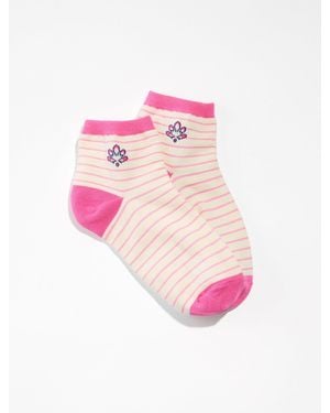 Talbots Graphic Leaves Crew Socks - Pink