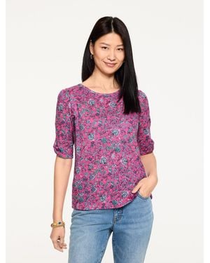 Talbots Elbow Sleeve Knot Top - Purple
