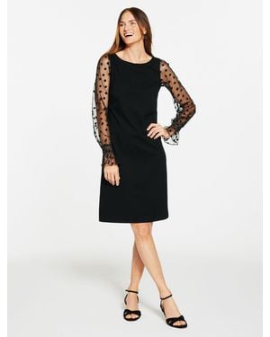 Talbots Luxe Ponte Tulle Sleeve Dress - Black