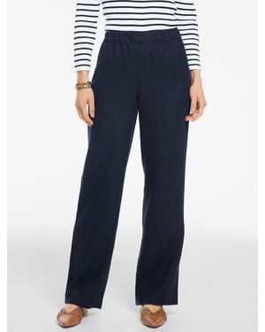 Talbots Washed Linen Wide Leg Pull-on Trousers - Blue