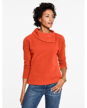 Talbots Microfleece Button Shoulder Pullover Jumper - Orange