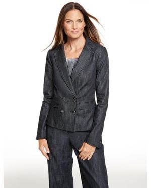 Talbots Refined Denim Double Breasted Blazer - Gray