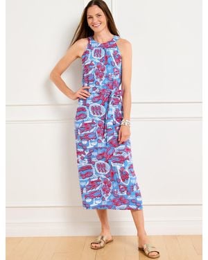 Talbots Nantucket Slub Halter Midi Dress - Blue