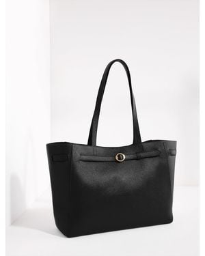 Talbots Mallory Pebble Leather Belted Tote - Black