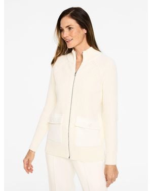 Talbots Airknit Stretch Sweater Jacket - White