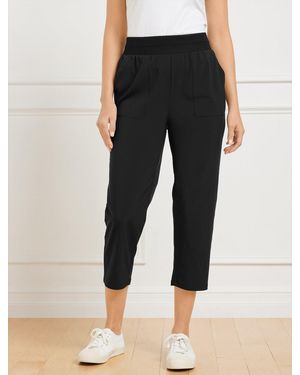 Talbots Lightweight Woven Stretch Straight Leg Crop Trousers - Black