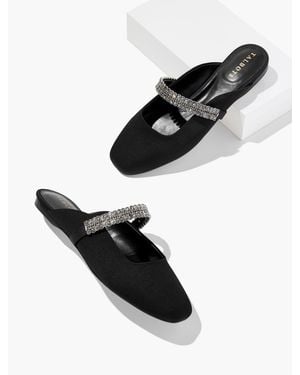 Talbots Sloane Embellished Satin Mules - Black