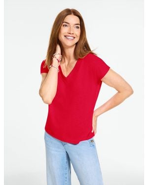 Talbots Dolman Sleeve V- Neck T-shirt - Red