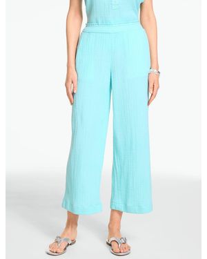 Talbots Cotton Gauze Straight Crop Pull-on Trousers - Blue
