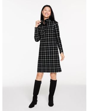 Talbots Brushed Jacquard Turtleneck Dress - Black