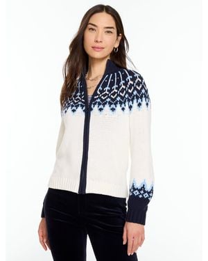 Talbots Frosty Fair Isle Full-zip Cardigan Sweater - White