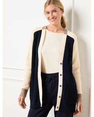Talbots Colorblock Cardigan Sweater - Blue