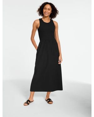 Talbots Mixed Media Crew Neck Midi Dress - Black