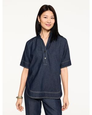 Talbots Dolman Sleeve Denim Tunic Top - Blue