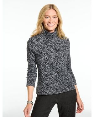Talbots Leopard Turtleneck Top - Grey