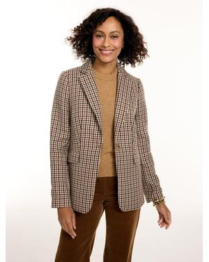 Talbots Tattersall Single Button Blazer - Brown