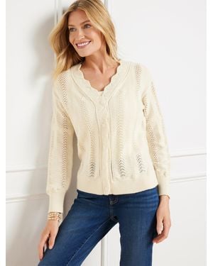 Talbots Pointelle Stitch Cardigan Sweater - White