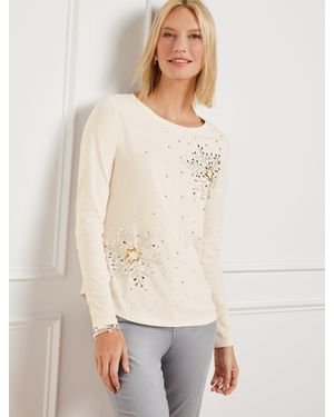 Talbots Embellished Crewneck T-shirt - Natural