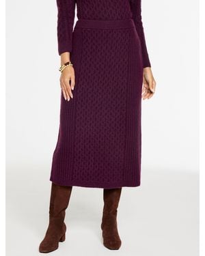 Talbots Mixed Cable Knit Midi Skirt - Purple