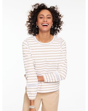 Talbots Modern Romance Lace Trim Top - White