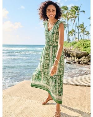 Talbots Voile Smocked Midi Dress - Blue