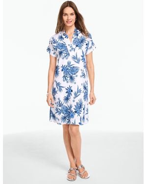 Talbots Extended Shoulder Linen Shift Dress - Blue