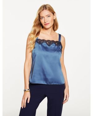 Talbots Lace Trim Satin Camisole - Blue