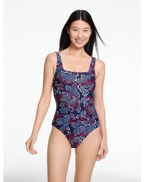 Aqua Club Square Neck One-piece Swimsuit – Capri Rose - Blue