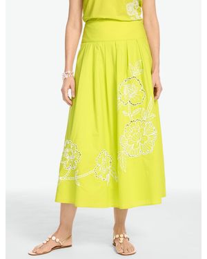 Talbots Embroidered Piper Pleated Patio Skirt - Yellow