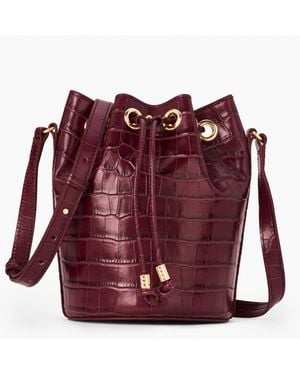 Talbots Croc Embossed Bucket Bag - Red