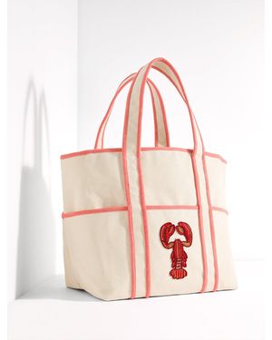 Talbots Beaded Lobster Canvas Tote - Pink