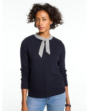 Talbots Tie Neck Pullover Jumper - Blue