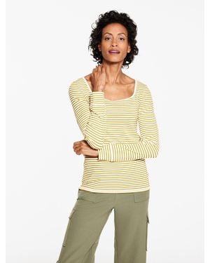 Talbots Ribbed Square Neck T-shirt - Natural