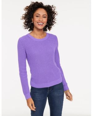 Talbots Shaker Stitch Crewneck Sweater - Purple