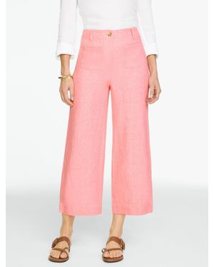 Talbots Washed Linen Wide Crop Patch Pocket Trousers - Pink