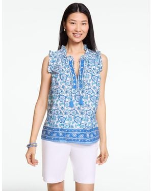 Talbots Split Neck Shell Jumper - Blue