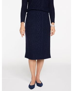 Talbots Metallic Mixed Cable Midi Skirt - Blue