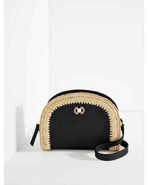 Talbots Rory Vachetta Straw Crossbody Bag - Black