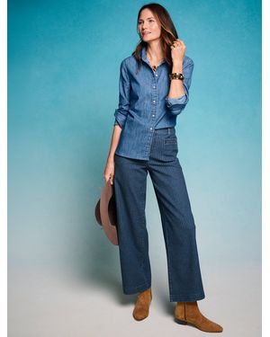 Talbots Wide Ankle Patch Pocket Jeans - Blue
