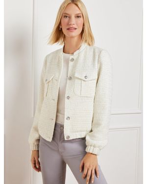 Talbots Sparkle Tweed Bomber Jacket - Natural