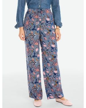 Talbots Wide Leg Pull-on Trousers - Blue