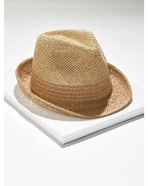 Talbots Two-tone Woven Fedora Hat - White