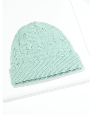 Talbots Metallic Soft Cable Knit Beanie - Green