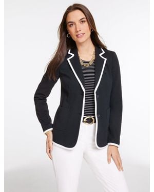 Talbots Piqué Knit Blazer - Blue